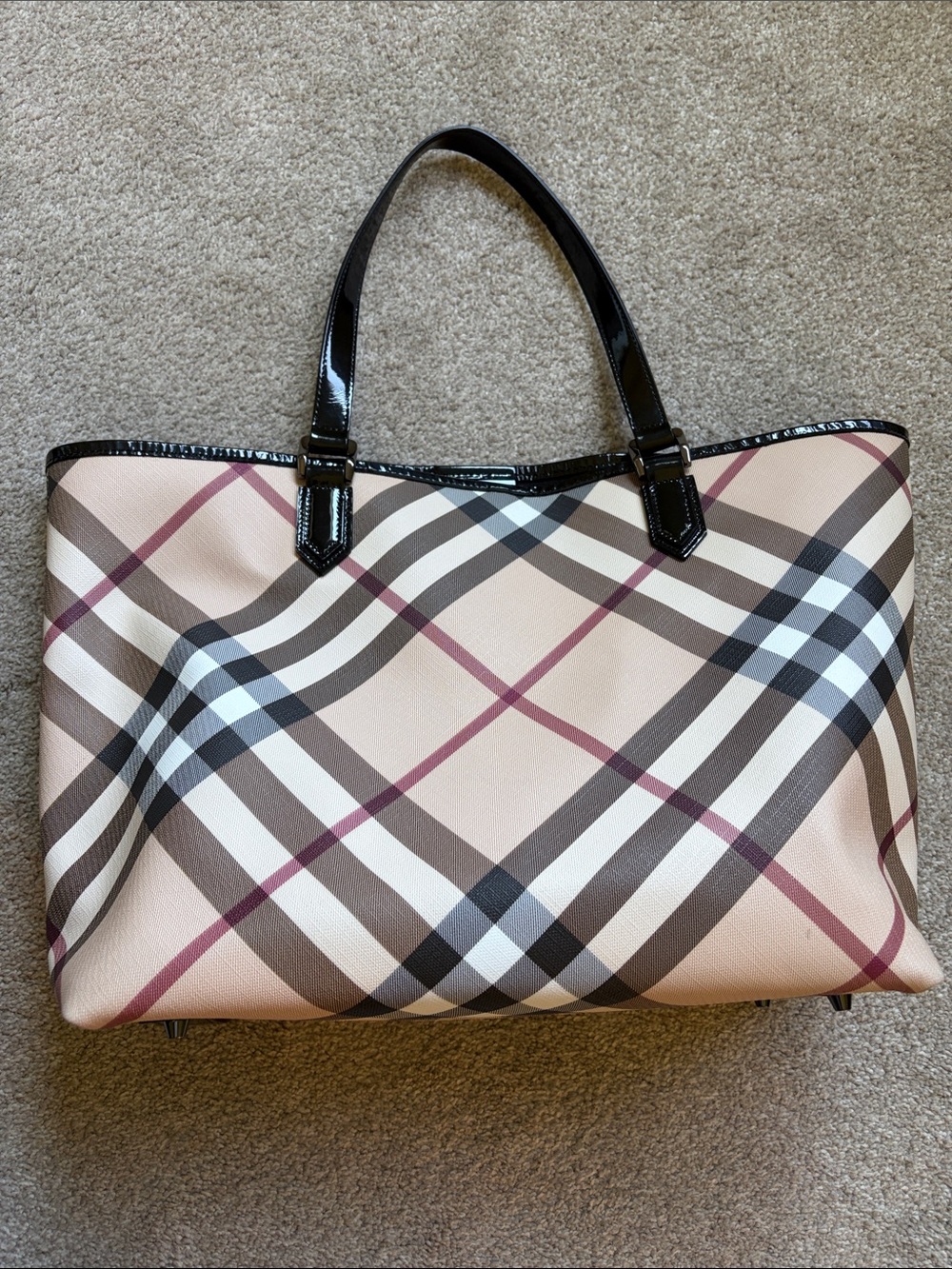 Burberry Haymarket Plaid Tote Bag